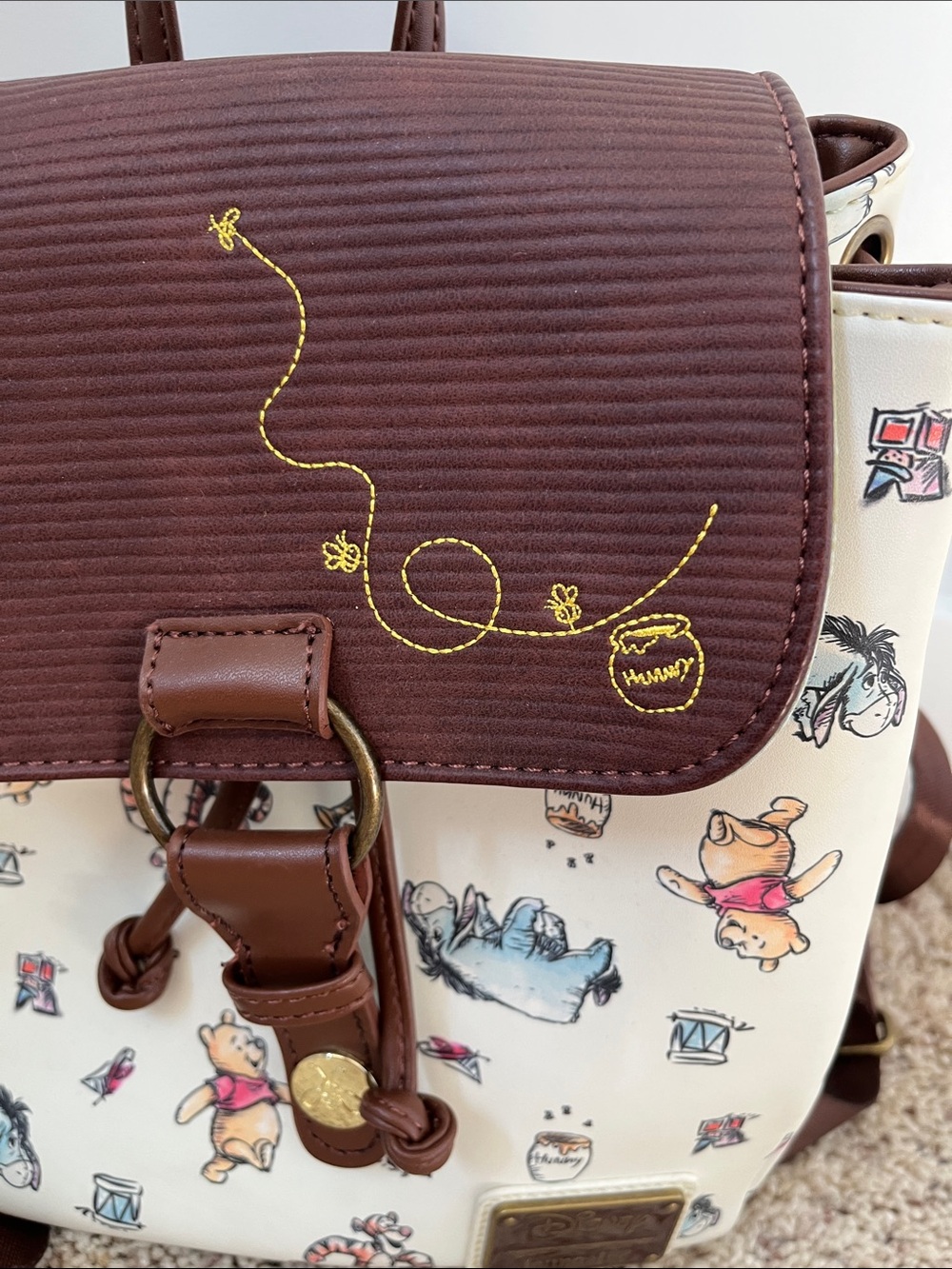 Loungefly Disney Cream & Brown Winnie the Pooh Mini Backpack - Picture 2 of 8